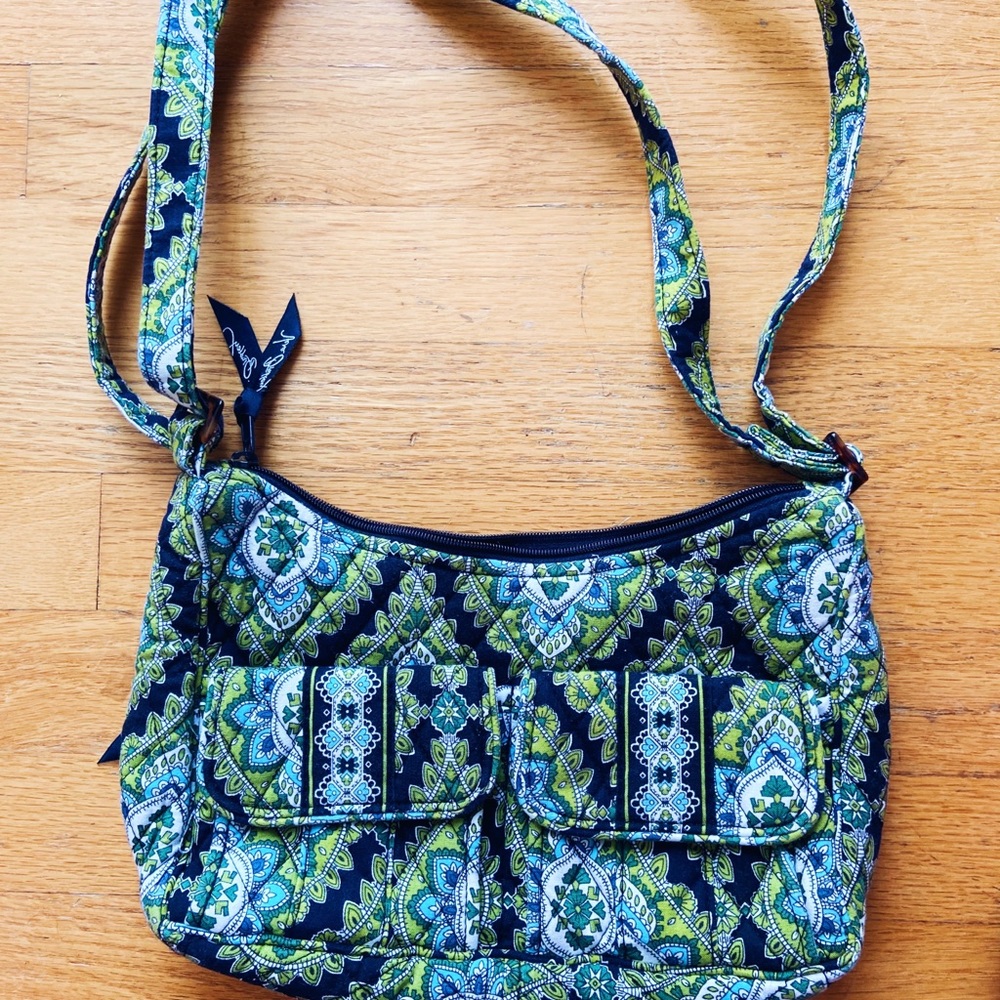 Vera Bradley Blue and Forest Green Shoulder Bag